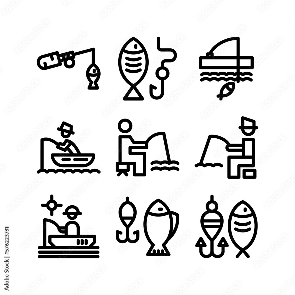 fishing icon or logo isolated sign symbol vector illustration - high quality black style vector icons
