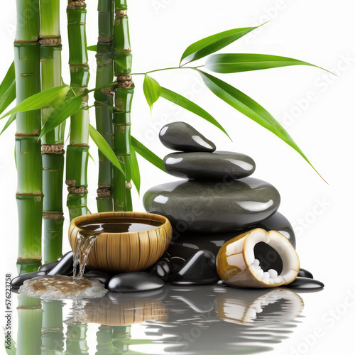 Tranquil Zen Spa Experience: Banner Relaxation Among Stacked Stones and Serene Scene. Beauty Salon Massage Atmosphere. Generative Ai