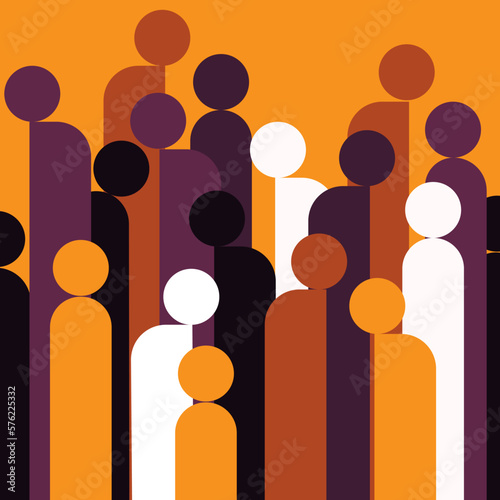 Geometric illustration of a crowd of human figures photo