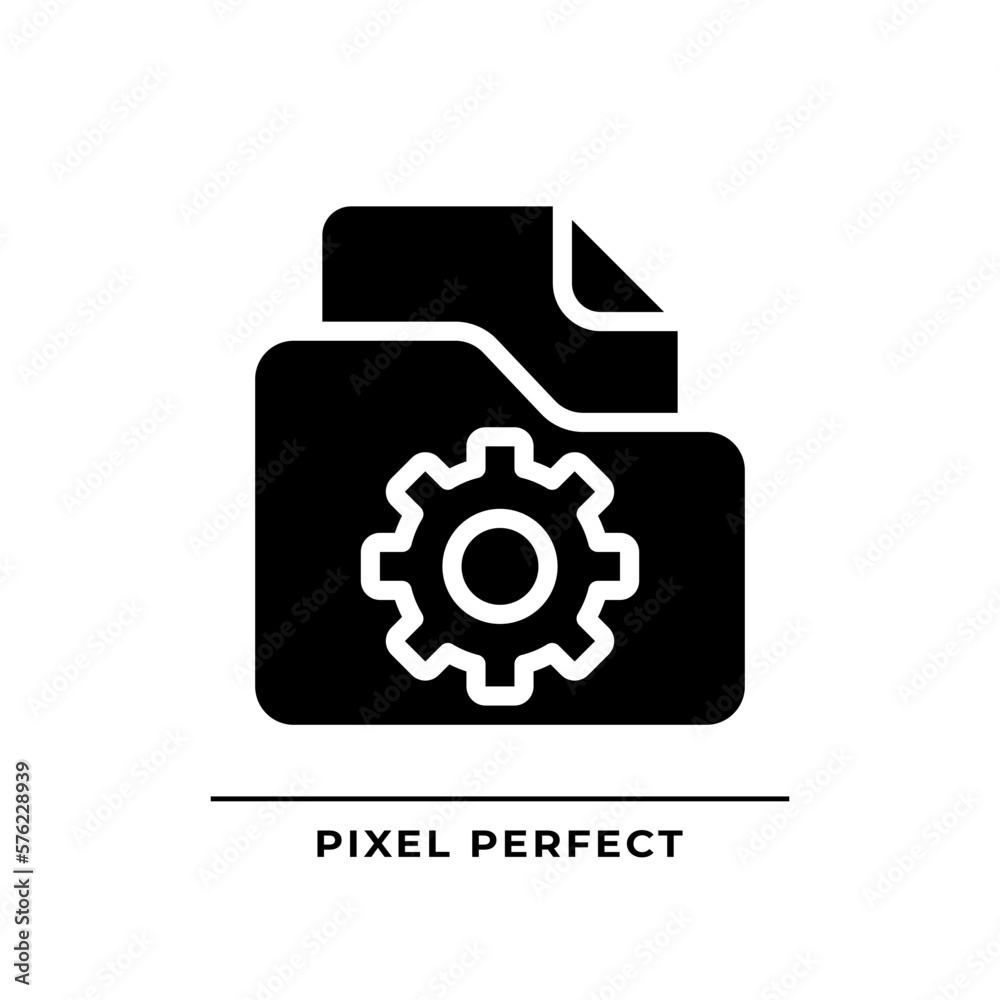 File management black glyph icon. Digital files browser. Folders organization. Computer system customization. Silhouette symbol on white space. Solid pictogram. Vector isolated illustration File management black glyph icon. Digital files browser. Folders organization. Computer system customization. Silhouette symbol on white space. Solid pictogram. Vector isolated illustration