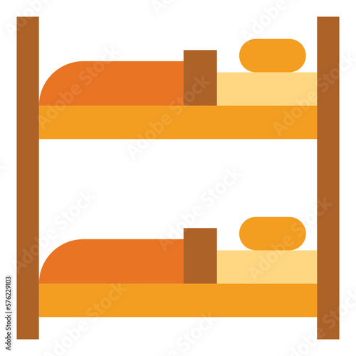 bunk bed flat icon style
