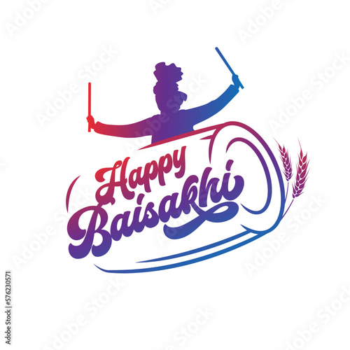 Happy Baisakhi Festival Sticker Design Template Vector Illustration