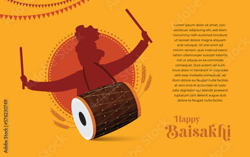 Happy Baisakhi Festival Greeting Background Design Template Vector Illustration