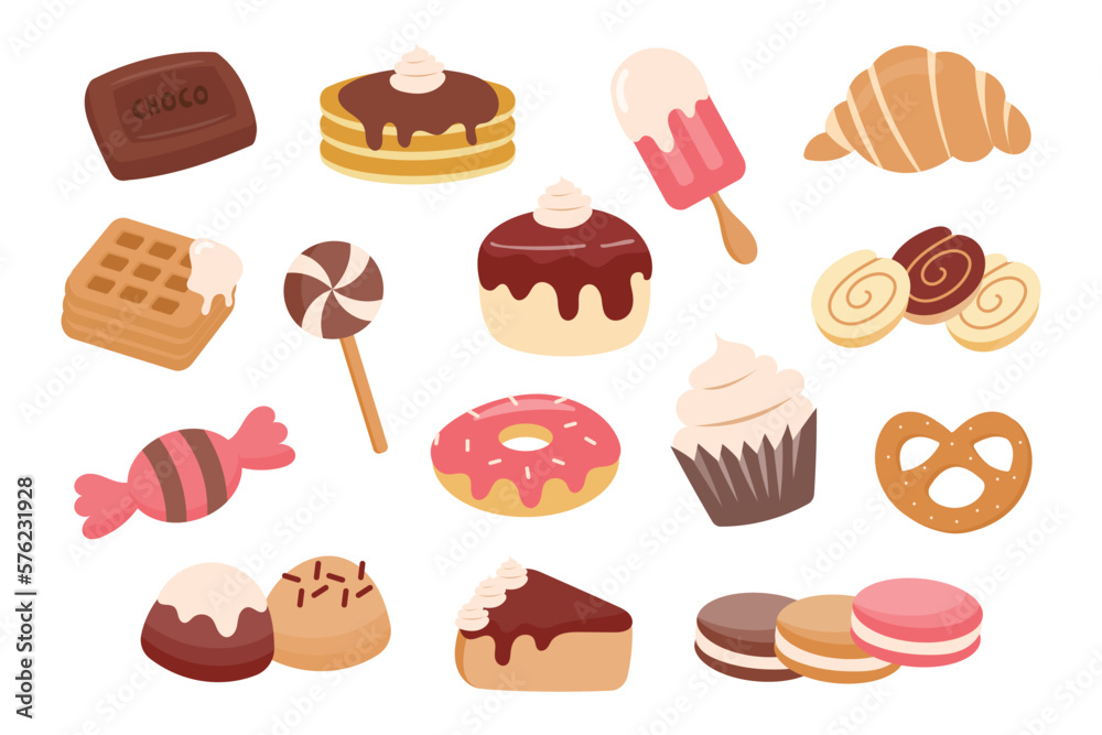 Dessert isolated object set. Dessert isolated graphic elements. Dessert isolated object set. Dessert isolated graphic elements.