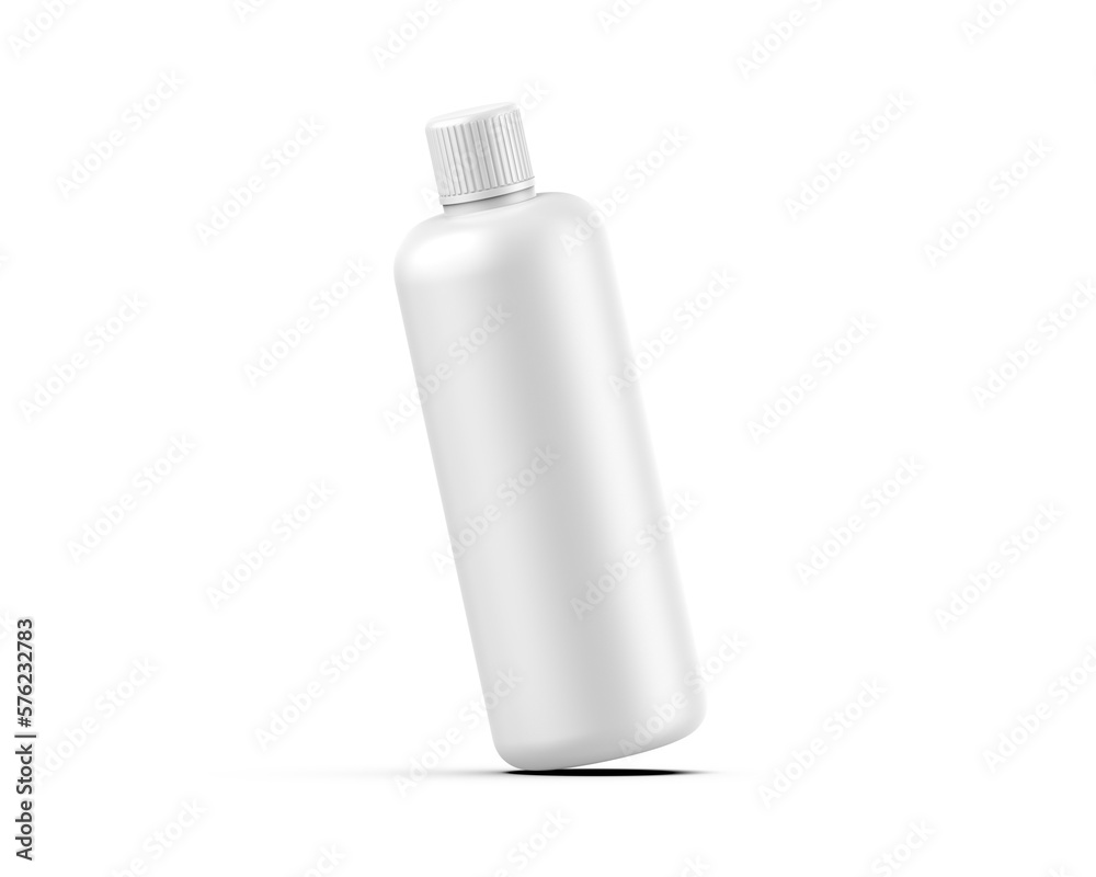 Cosmetic plastic bottle with screw cap mockup template for branding and promotion, 3d render illustration