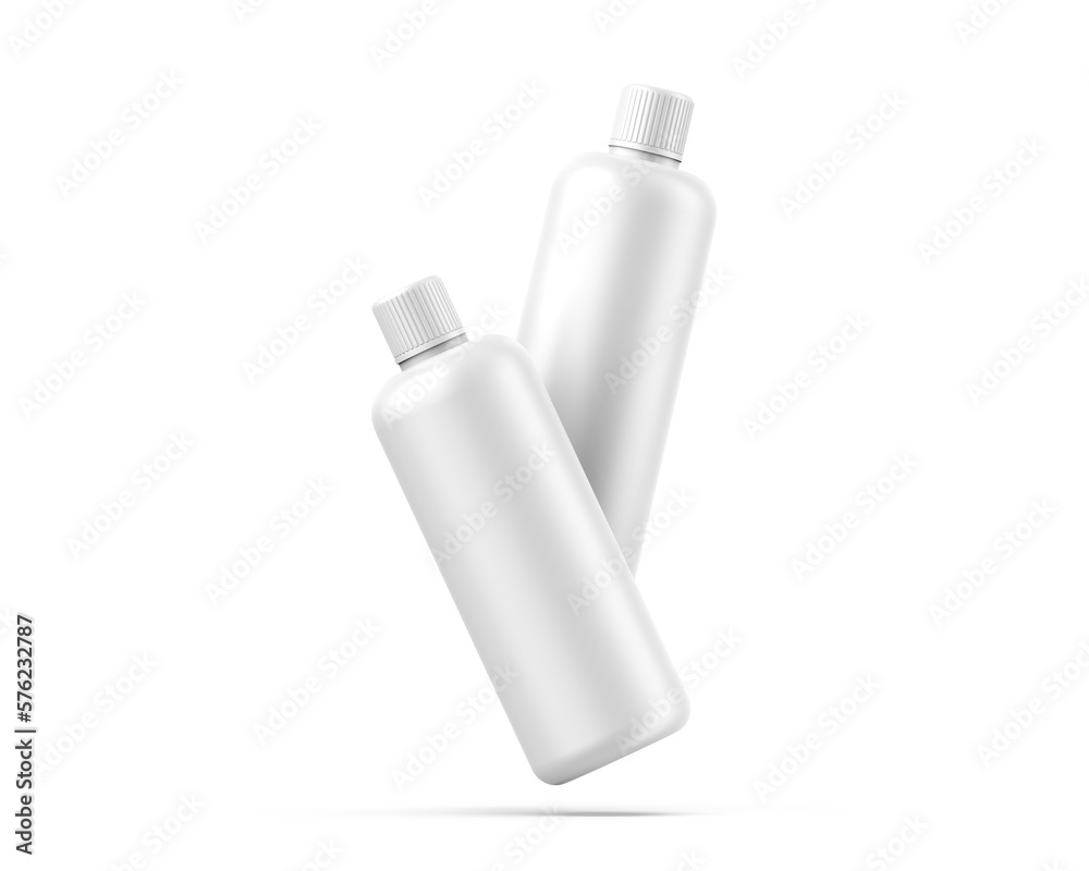 Cosmetic plastic bottle with screw cap mockup template for branding and promotion, 3d render illustration Cosmetic plastic bottle with screw cap mockup template for branding and promotion, 3d render illustration