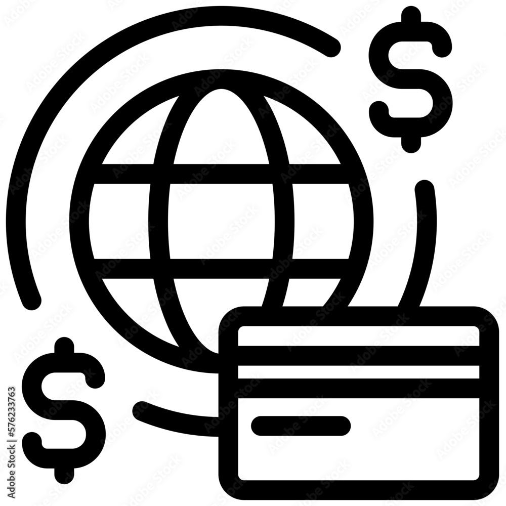 worldwide payment black outline icon worldwide payment black outline icon