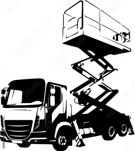 Hydraulic lift truck black silhouette