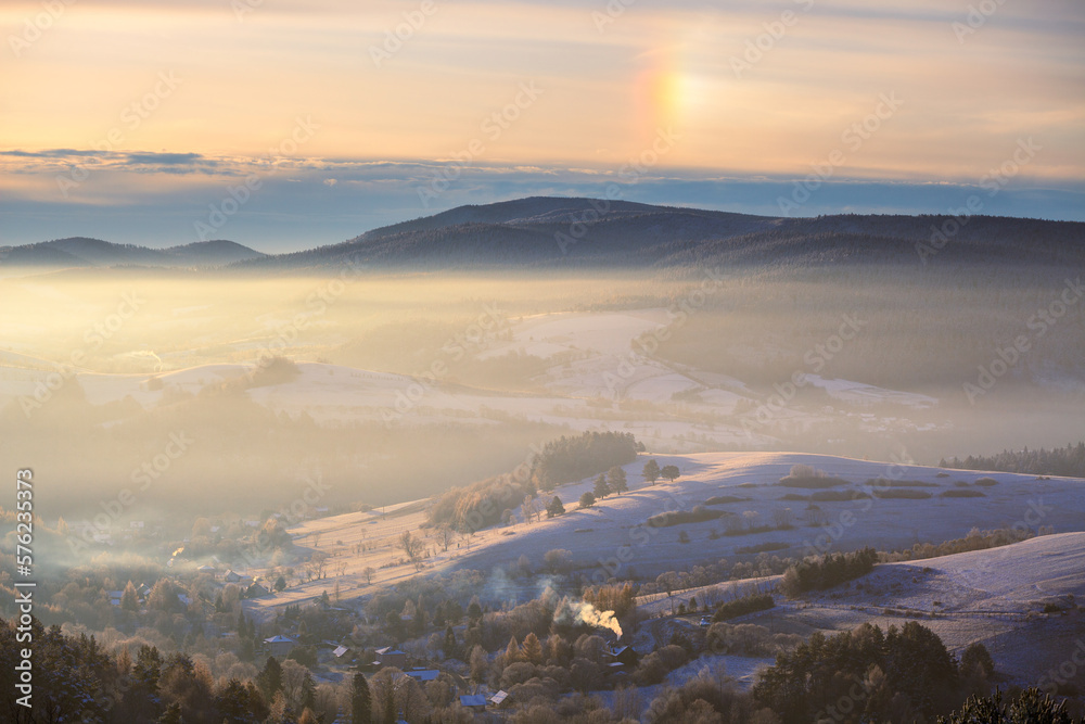 frosty winter morning in the Low Beskids frosty winter morning in the Low Beskids