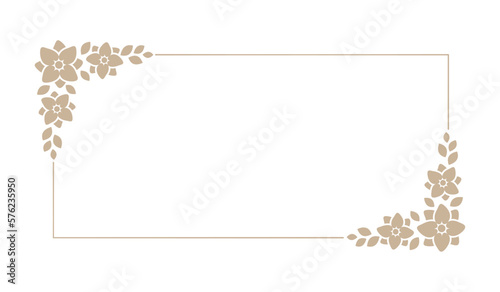 Floral beige rectangle frame. Botanical boho border vector illustration. Simple elegant romantic style for wedding events, card design, logo, labels, social media posts, templates