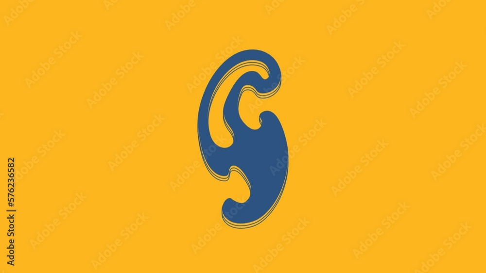 Blue French curves icon isolated on orange background. Sewing equipment. 4K Video motion graphic animation Blue French curves icon isolated on orange background. Sewing equipment. 4K Video motion graphic animation
