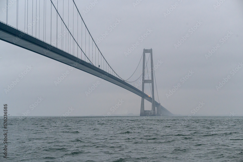 overcast and dperessed moody weather with the Big Belt bridge in Denmark