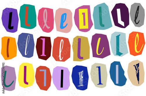 Alphabet l- vector cut newspaper and magazine letters, paper style ransom note letter