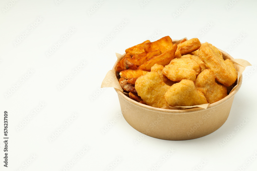 Concept of tasty fast food, nuggets, space for text Concept of tasty fast food, nuggets, space for text