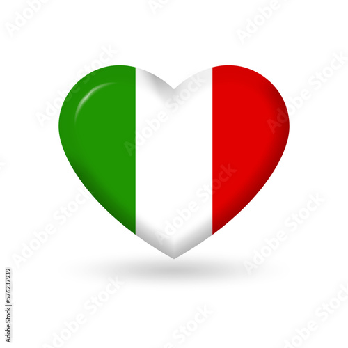 Free Download Italy heart flag 3d icon, badge or button. Italian national symbol. Vector illustration. - GFXLoad