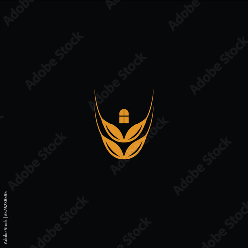 wheat house flat abstract logo