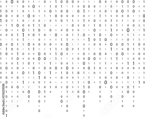 Binary code. Matrix. Stream of binary code. Numbers on the screen. One zero.