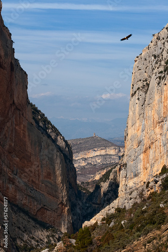 Landscape of the Congost de Mont-rebei mountains in a sunny winter day. photo