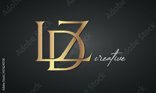 luxury letters LDZ golden logo icon premium monogram, creative royal logo design photo