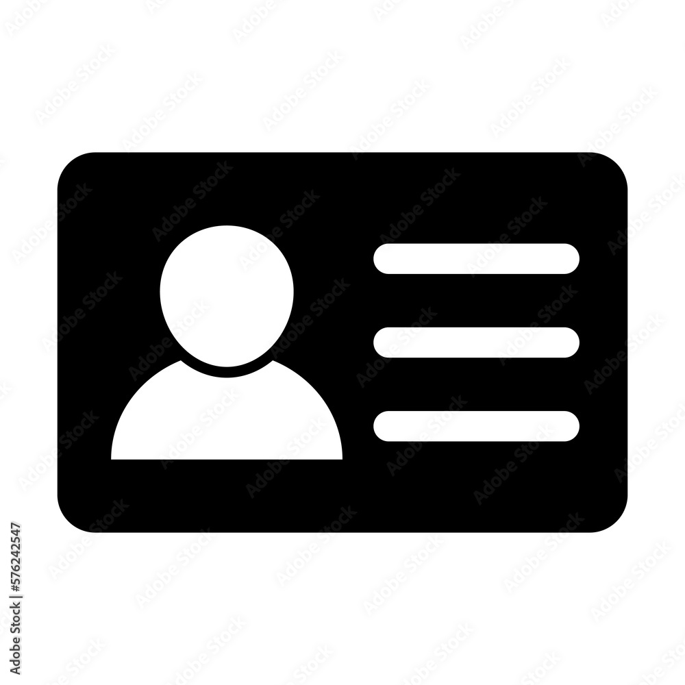 Id card icon. Id card badge icon. Identification card, driver's license icon. Vector illustration. Id card icon. Id card badge icon. Identification card, driver's license icon. Vector illustration.