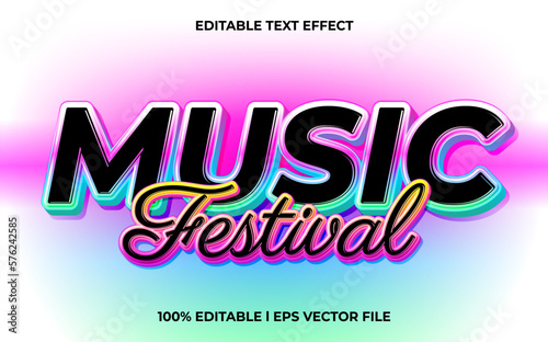 Music festival 3d text effect and editable text, template 3d style use for business tittle