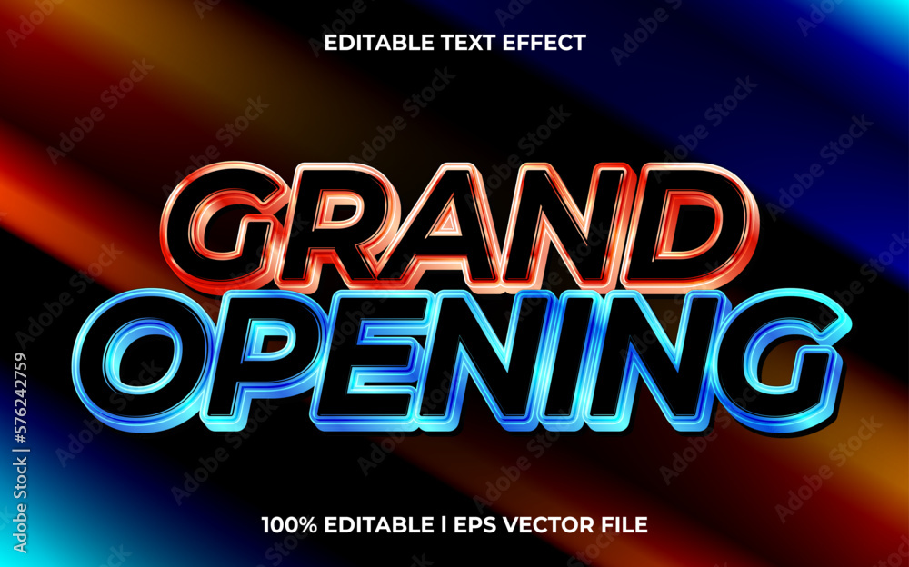 Grand opening 3d text effect and editable text, template 3d style use for business tittle