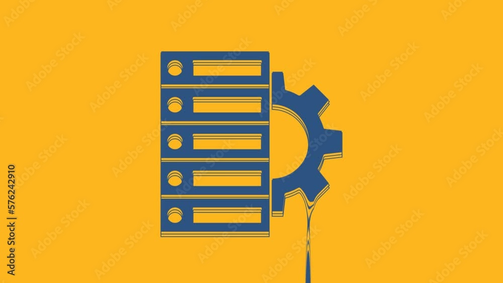 Blue Server and gear icon isolated on orange background. Adjusting app, service concept, setting options, maintenance, repair, fixing. 4K Video motion graphic animation Blue Server and gear icon isolated on orange background. Adjusting app, service concept, setting options, maintenance, repair, fixing. 4K Video motion graphic animation