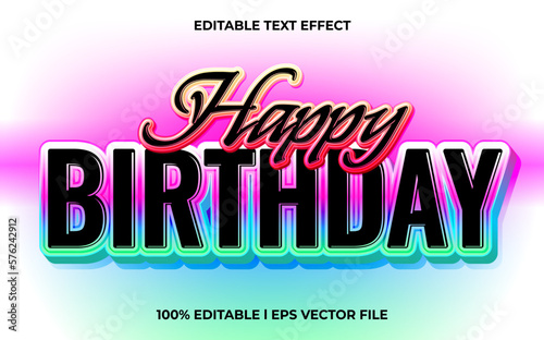 Happy birthday 3d text effect and editable text, template 3d style use for party tittle