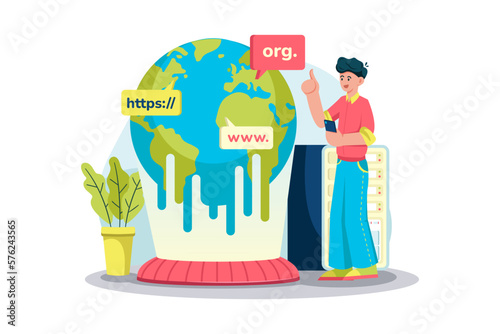 The website owner registers a new domain name for their business website.