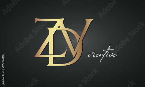 luxury letters ZDV golden logo icon premium monogram, creative royal logo design photo