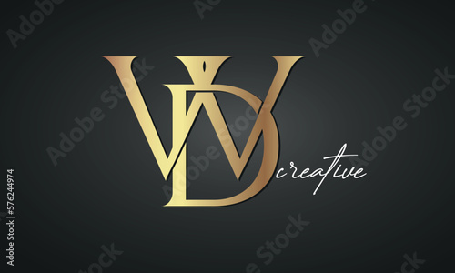 luxury letters VDV golden logo icon premium monogram, creative royal logo design photo