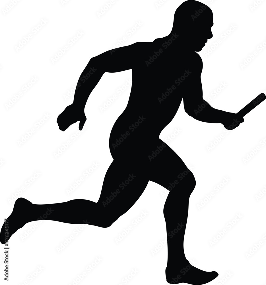 athlete runner running relay race black silhouette athlete runner running relay race black silhouette