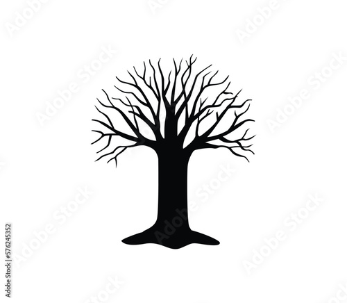 Tree without leaves. Natural plant with lush branches withered and shed its foliage in autumn with nature vector design