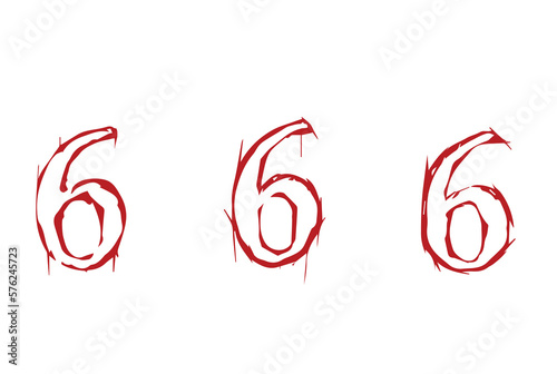 Occult number 666. Symbol of demonology and summoning evil demons with ritual sacrifices and vector occult