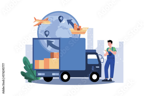 Global Delivery Illustration concept on white background
