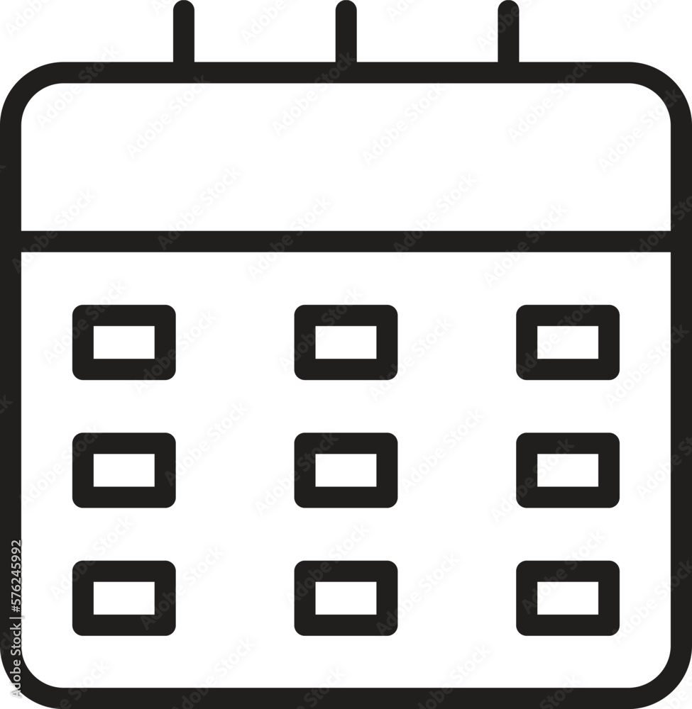 Calendar Outline Icon, Linear Calendar, Black and White Transparent