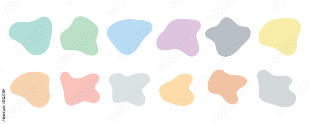 Collection of irregular round blots forming graphic elements in pastel colors Collection of irregular round blots forming graphic elements in pastel colors