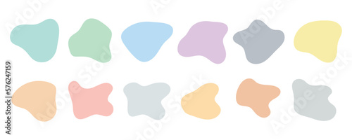 Collection of irregular round blots forming graphic elements in pastel colors