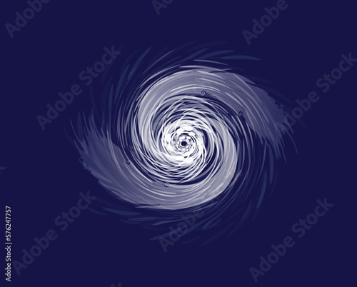 Hurricane funnel. Cyclonic weather whirlpool of climatic vortices with catastrophic destruction and natural vector anomalies