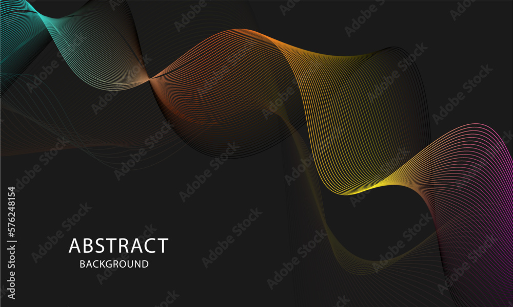 dynamic vector sound wave line with red orange light flowing on black ...