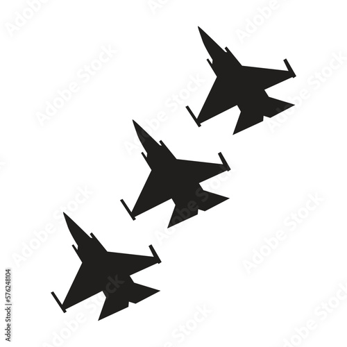 vector illustration of a jet airplane silhouette. flying jet icon.