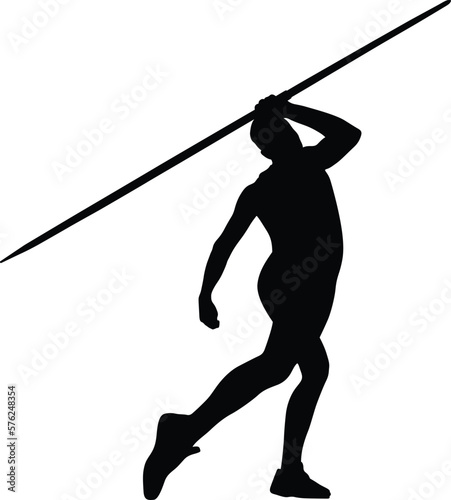 male thrower athlete javelin throw black silhouette
