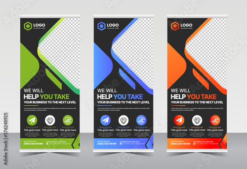 Corporate business rollup, pull up and X banner design template
