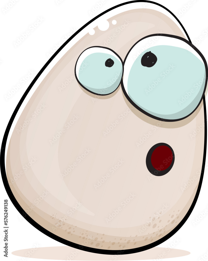 Egg character. Cartoon white egg isolated on white background. Funky