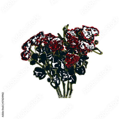 color sketch of a rose with transparent background