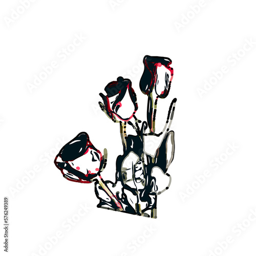 color sketch of a rose with transparent background