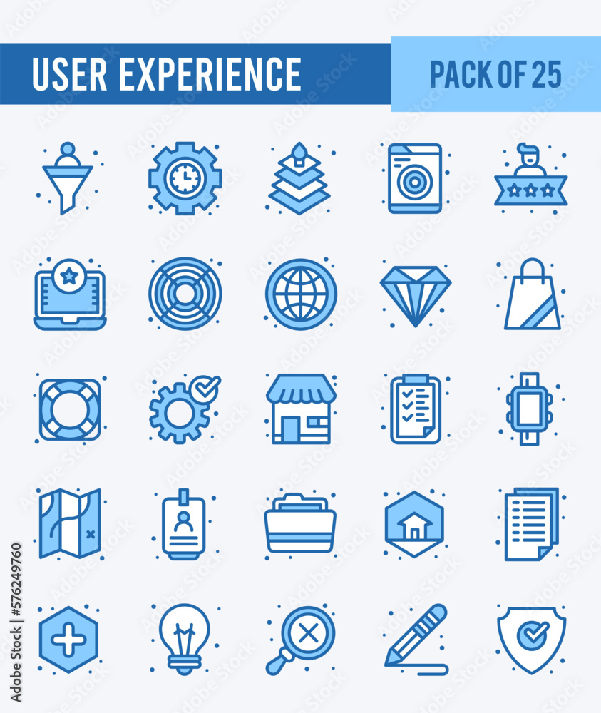 25 User Experience. Two Color icons Pack. vector illustration.