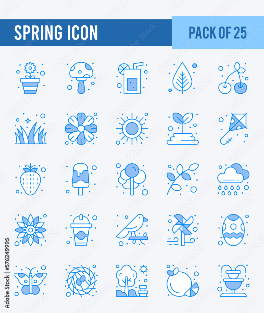 25 Spring. Two Color icons Pack. vector illustration.