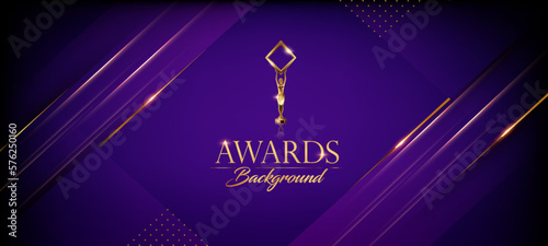 Purple and Golden Award Background. Modern Abstract Design. Anniversary Award Ceremony. Bollywood Style Invitation Card. Texture and Pattern Wallpaper. Marriage Cover Design. Slant Lines Direction.