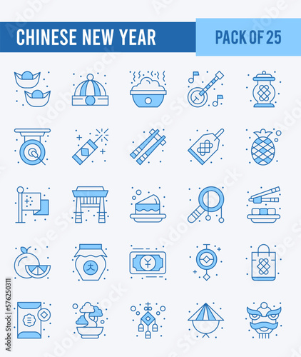 25 Chinese New Year . Two Color icons Pack. vector illustration.